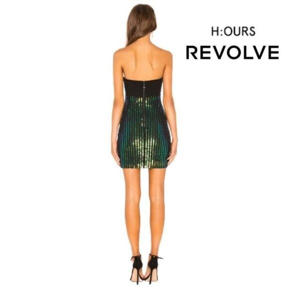 h:ours Women's Strapless Bodycon Mini Dress with Sequin and Bead Embellished‎ - Picture 3 of 9